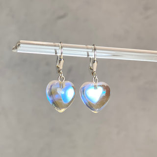 Dichroic Glass Heart Earrings