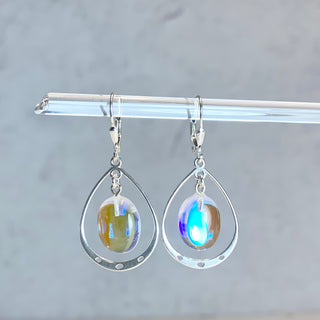 Dichroic Oval With Loop Earrings