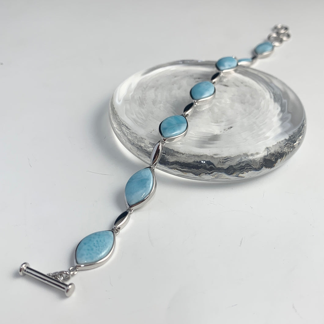 Sterling Silver and  Larimar Digon Bracelet