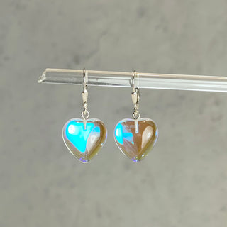Dichroic Glass Heart Earrings