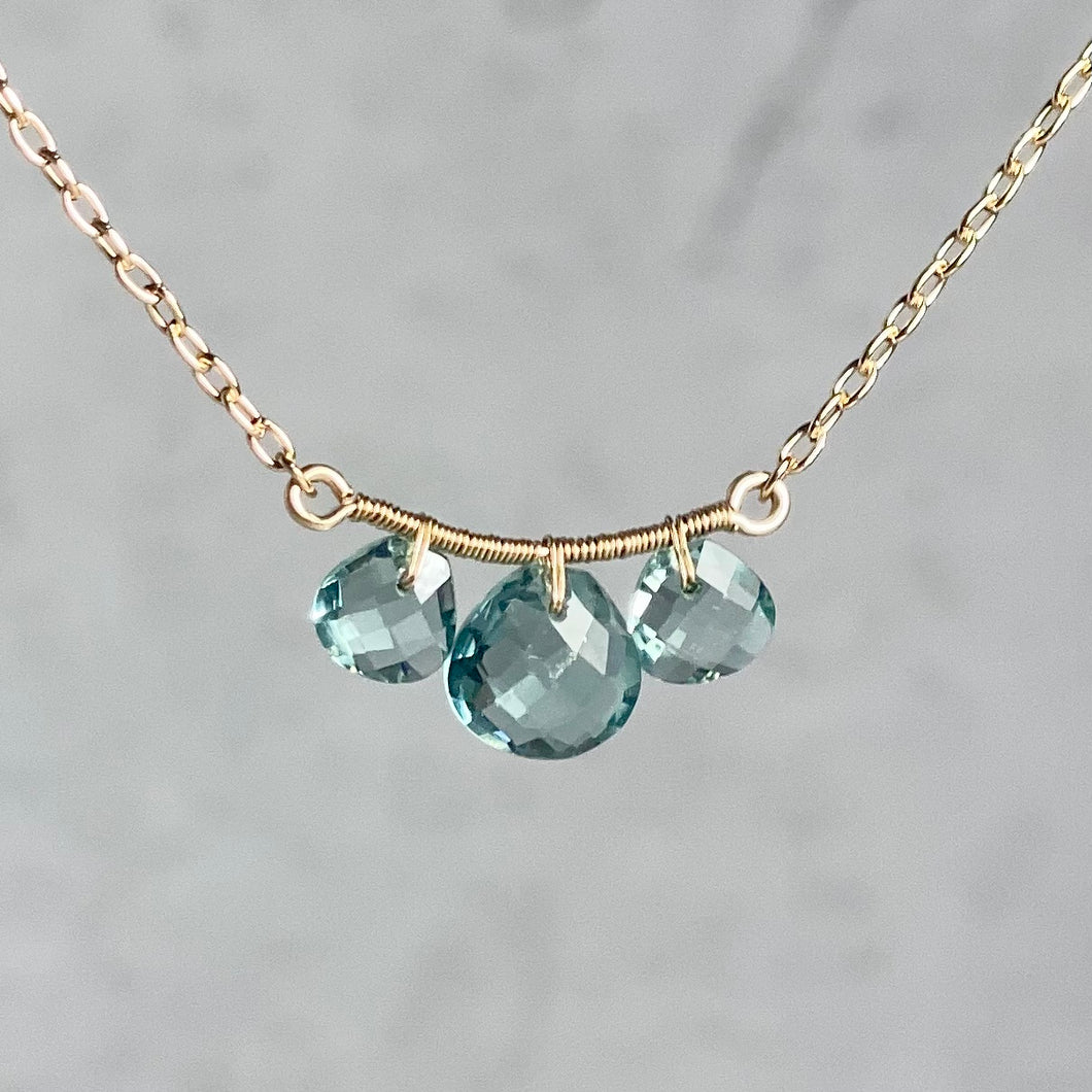 Teal Quartz Station Necklace