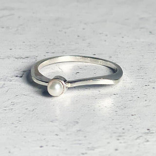 Stackable Sterling Silver Ring with Pearl