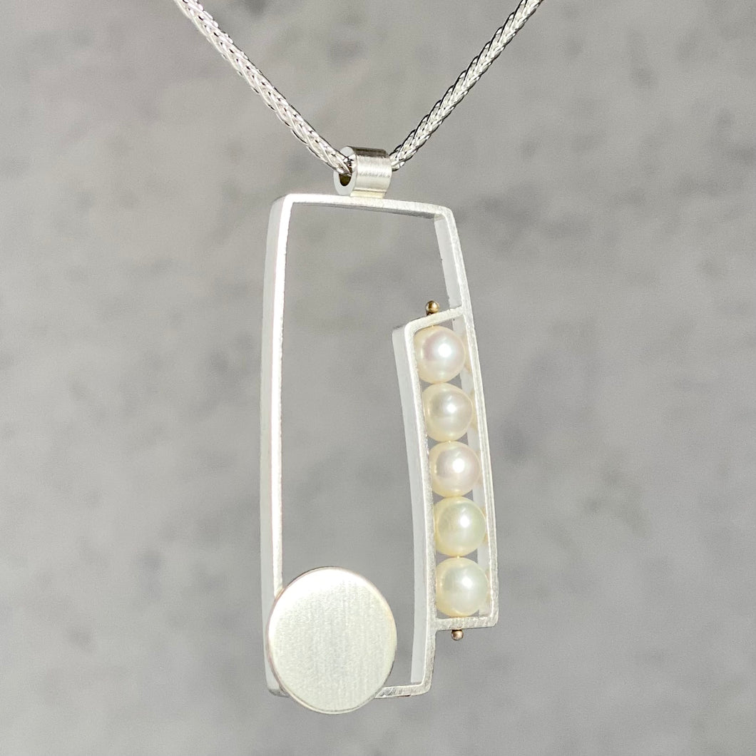 Large Rectangle Necklace with Fresh Water Pearls