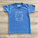 Blue with white design