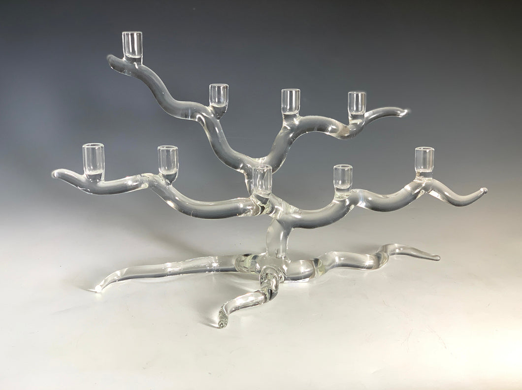 Wide Tree Of Life Menorah in Clear