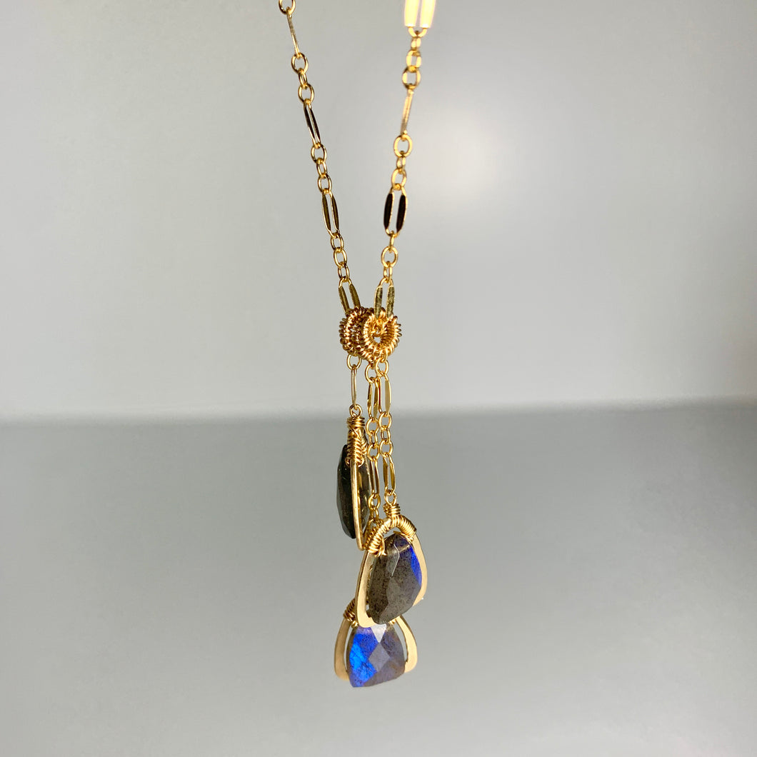 Triple Labradorite Drop Necklace