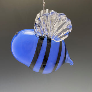 Marine Blue blown glass bee